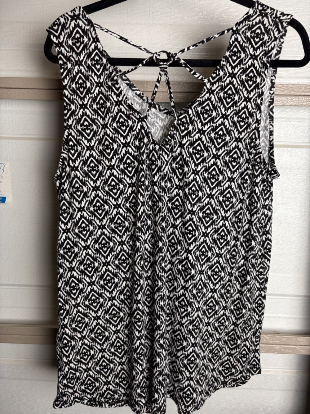 Papermoon Black & White Geometric Tank with Back Tie